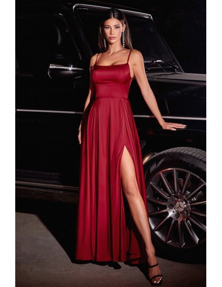 Vestido de fiesta satinado midi con falda de vuelo