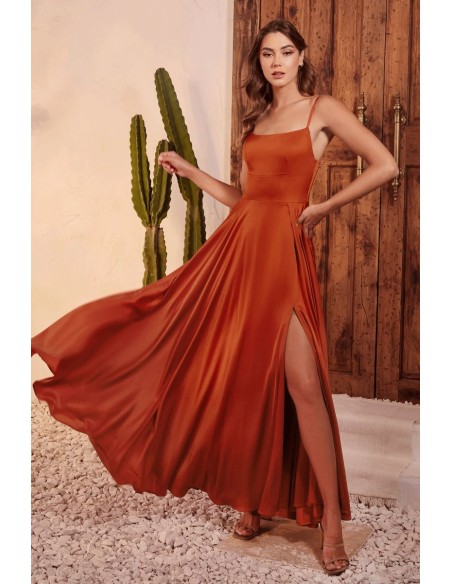 Robe de bal midi en satin avec jupe flottante