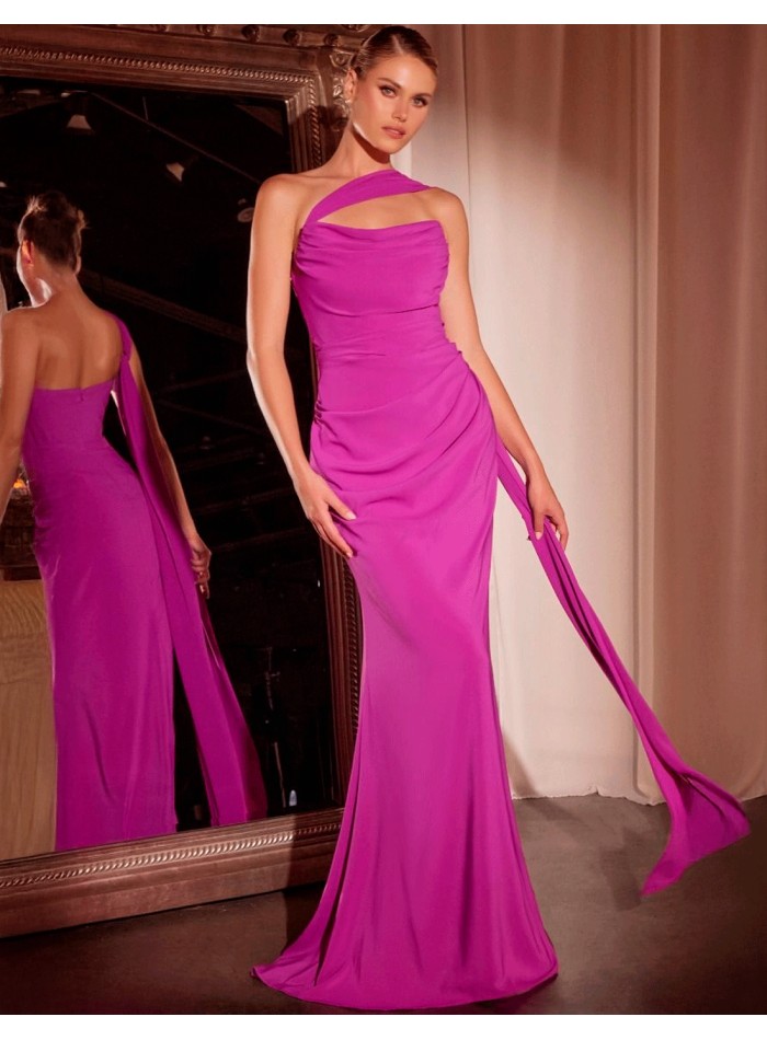 Multi-position wedding guest dress in chiffon fabric