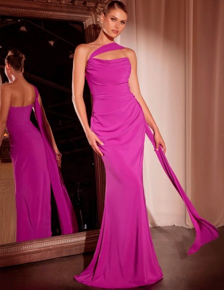 Multi-position wedding guest dress in chiffon fabric