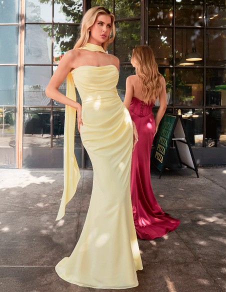 Vestido de Invitada de boda multiposición en tejido de gasa