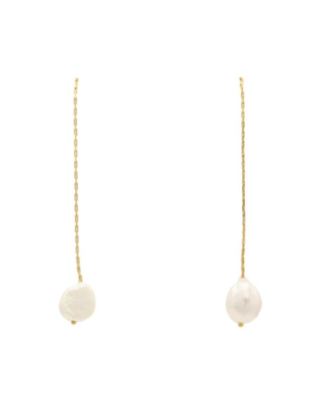 Longues boucles d'oreilles avec chaîne fine et perle