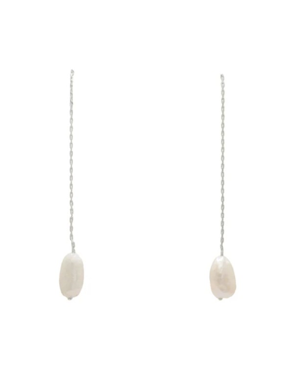 Long earrings with fine chain and pearl 2