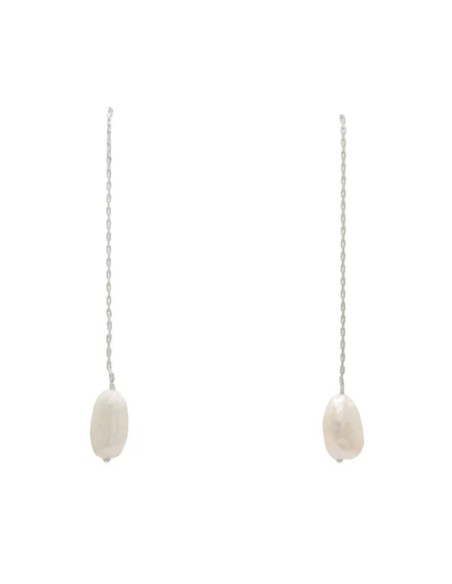 Longues boucles d'oreilles avec chaîne fine et perle