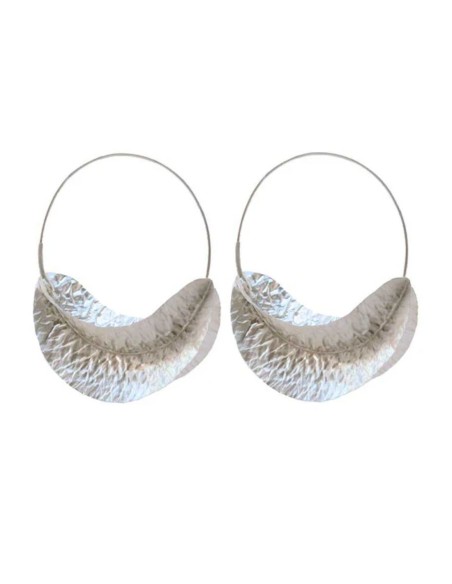 Hoop style party earrings with textured foil pleats
