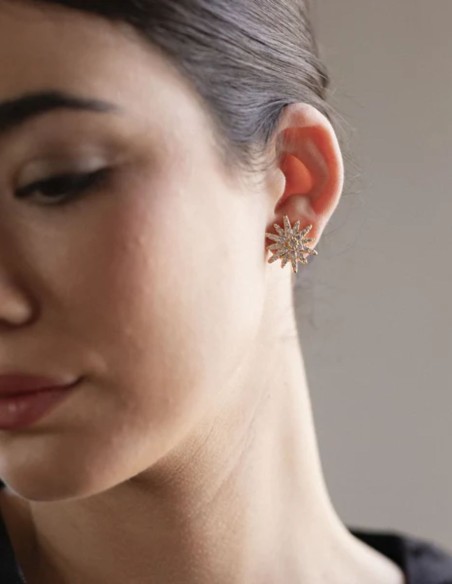 Star-shaped earrings with zirconia stones