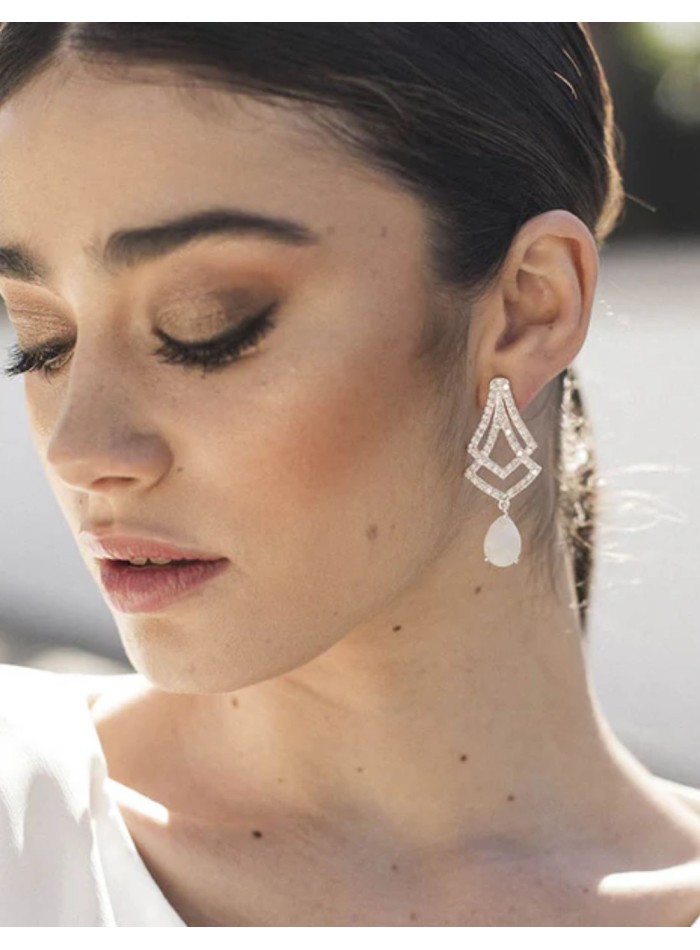 Pendientes de fiesta con circonitas y piedra...