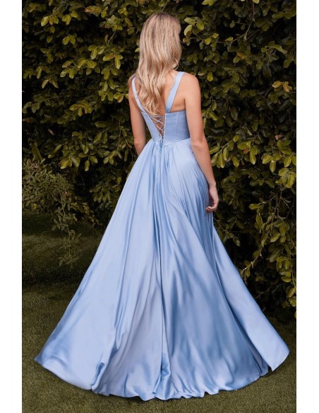 Satin long gown with bodice and straps