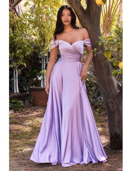 Vestido de fiesta largo de satén con escote corazón  lavanda