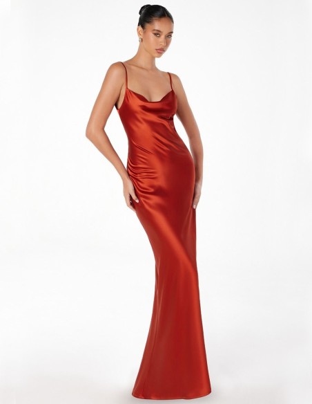 Satin long gown with open back