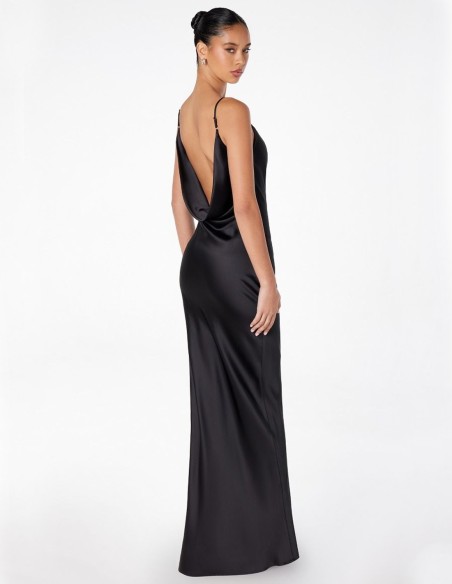 Satin long gown with open back