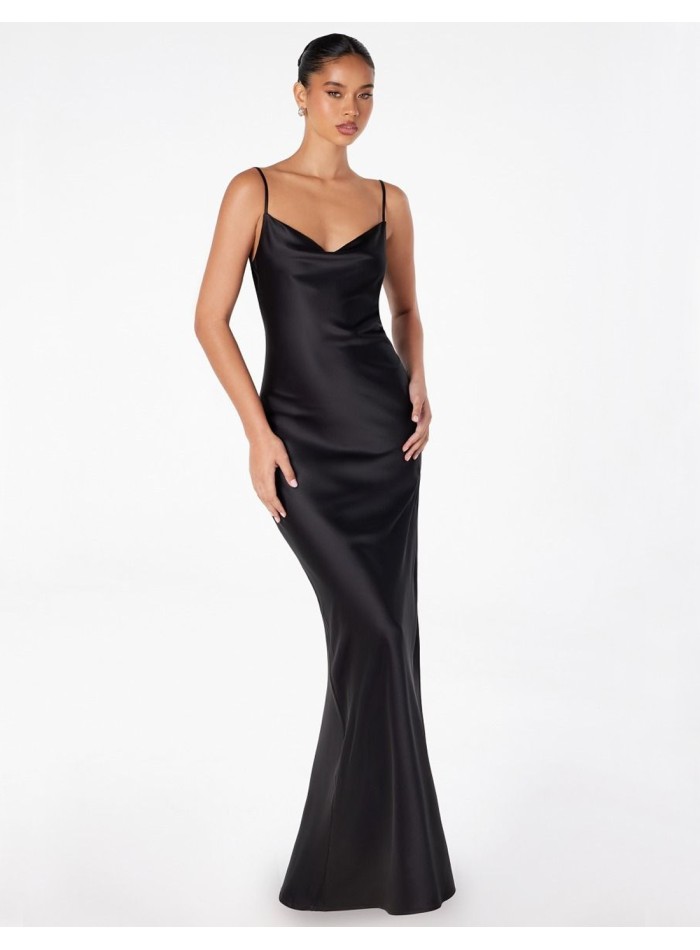 Satin long gown with open back