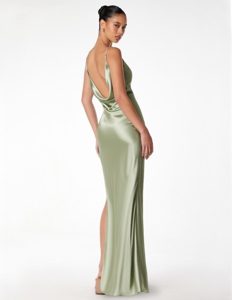 Satin long gown with open back