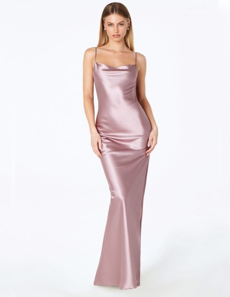 Satin long gown with open back