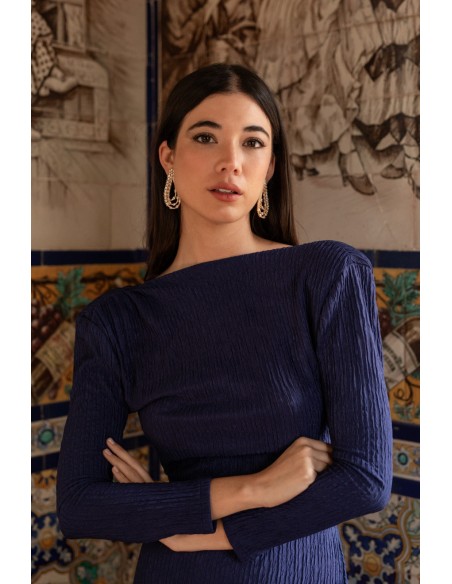 Robe longue bleu marine avec décolleté dans le dos