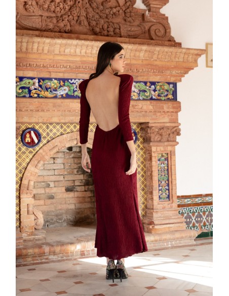 Maroon long dress with back neckline