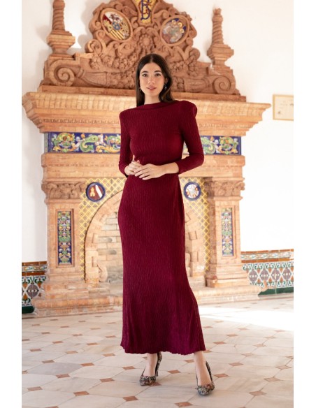 Maroon long dress with back neckline