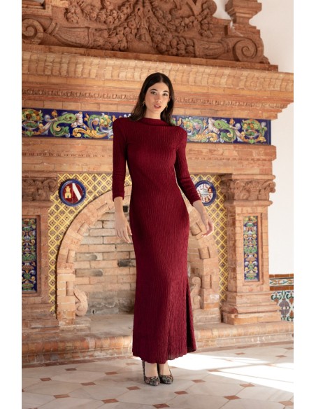 Maroon long dress with back neckline