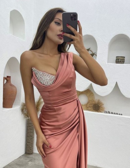 Long evening dress with cape skirt