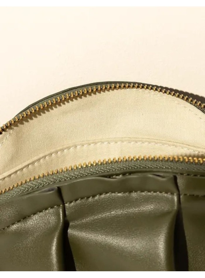 Khaki green mini handbag in gyoza shape