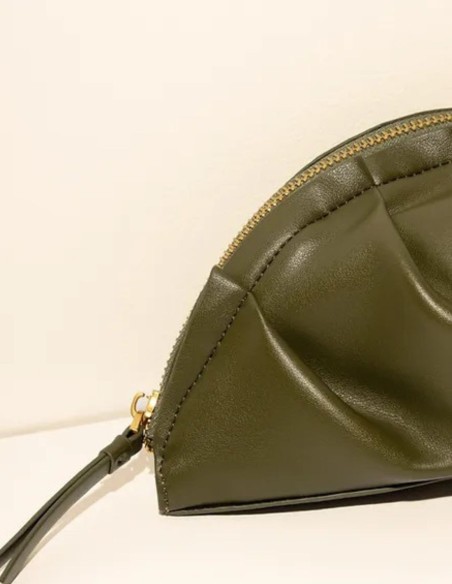Khaki green mini handbag in gyoza shape