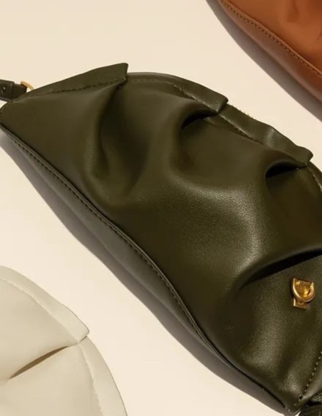 Khaki green mini handbag in gyoza shape