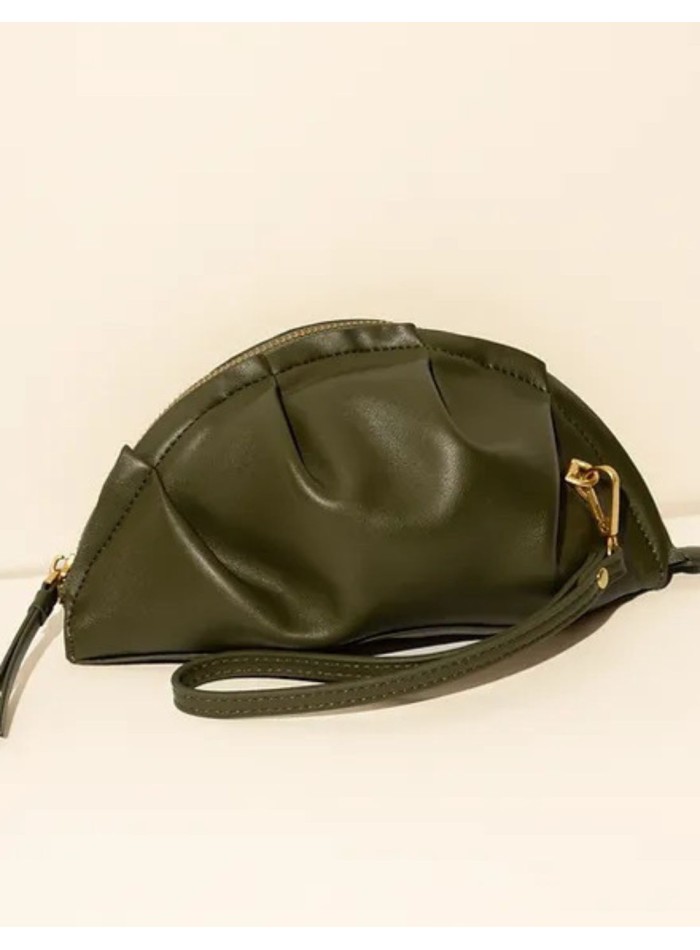 Khaki green mini handbag in gyoza shape