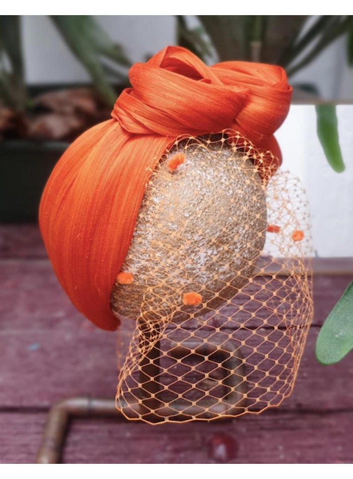 Wrinkled orange silk headband by Cala by Lilian