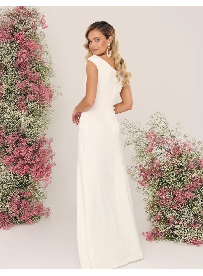 vestido de novia escote asimetrico
