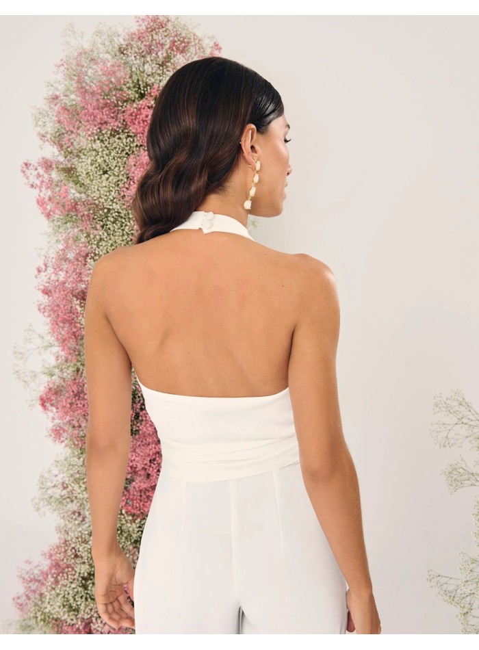 Robe de mariée avec nœud à la taille et dos nu