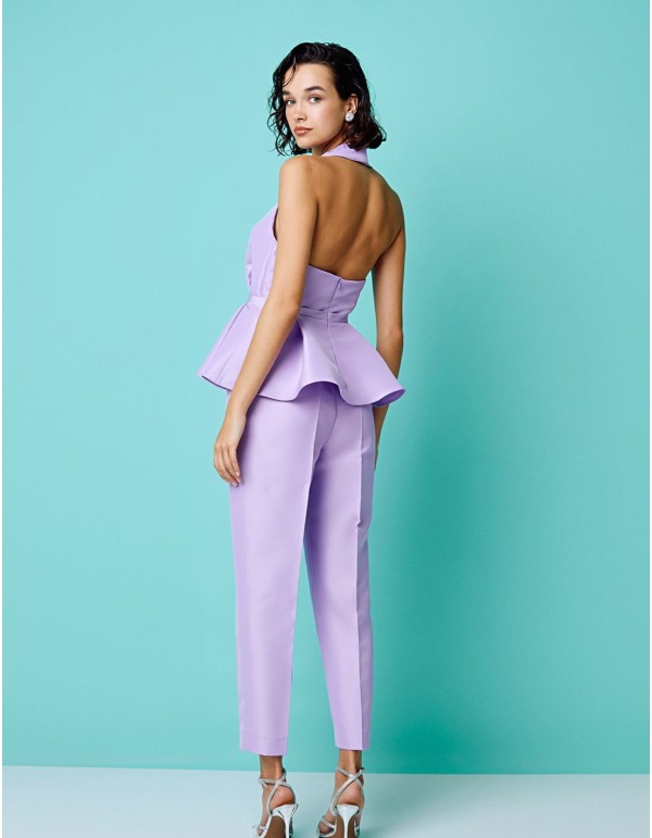 Pantalon de fête lilas avec pinces et taille haute 2