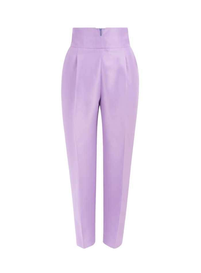 Long lilac party pants with darts and high rise