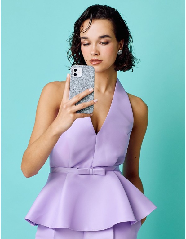 Halter neckline and peplum ruffle party top 2