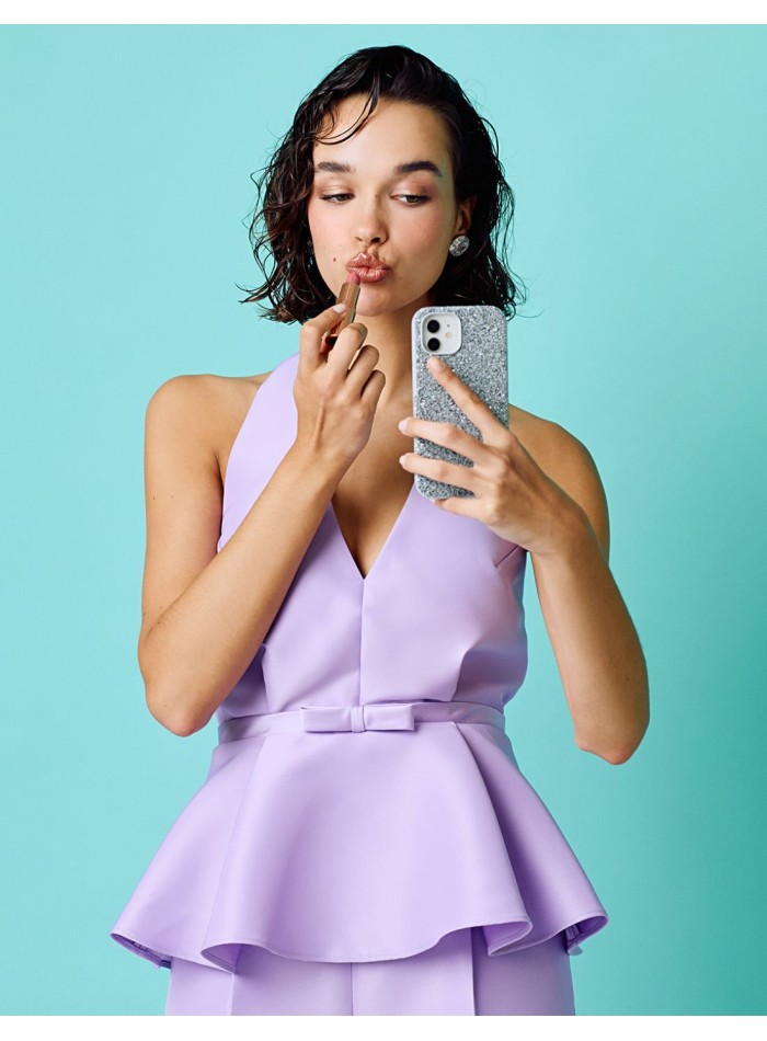 Haut de fête décolleté et à volants péplum