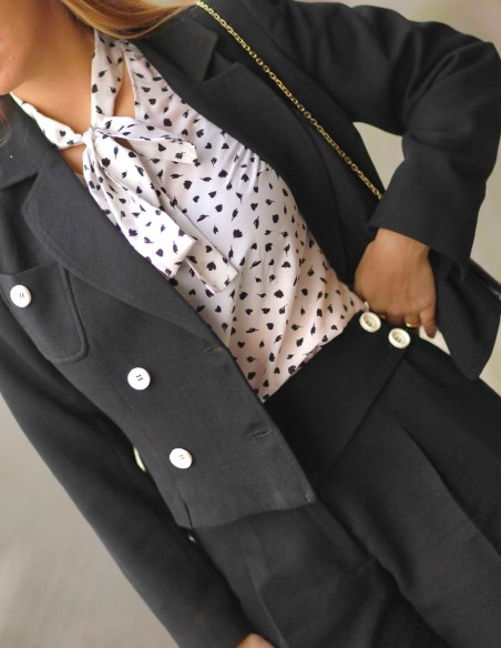 Long sleeve printed party blouse with lacing