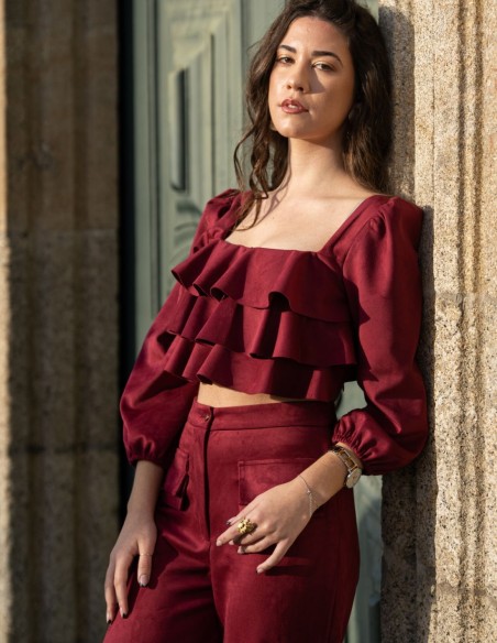 Tenue de soirée avec pantalon long et haut à volants