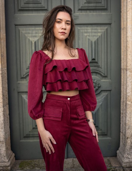 Tenue de soirée avec pantalon long et haut à volants