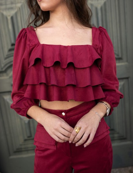 Tenue de soirée avec pantalon long et haut à volants