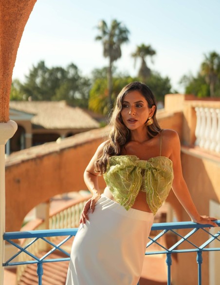 Satin midi party skirt