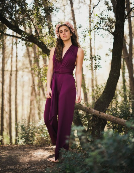 Mono de fiesta multiposición berenjena