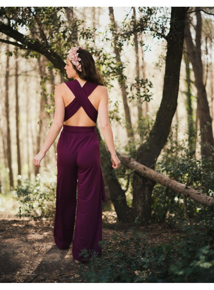 Mono de fiesta multiposición berenjena para invitada