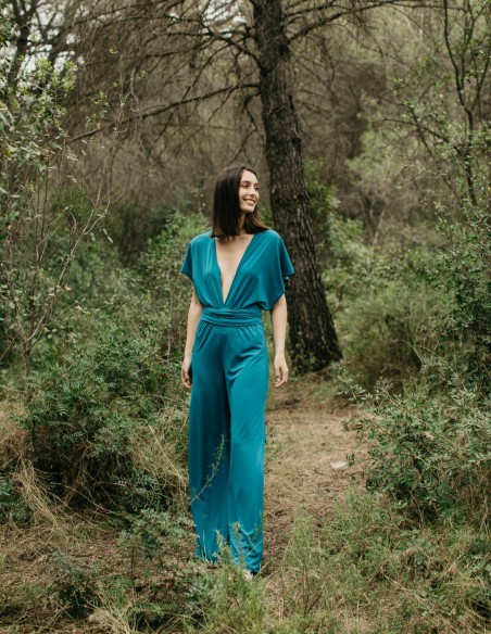 Mono de fiesta multiposición azul petroleo