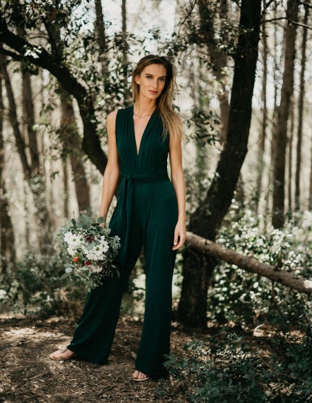 Mono de fiesta multiposición verde botella