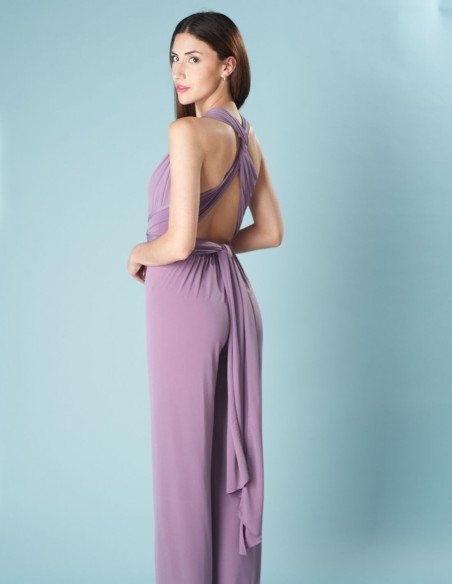 Mono de fiesta multiposición malva para invitada