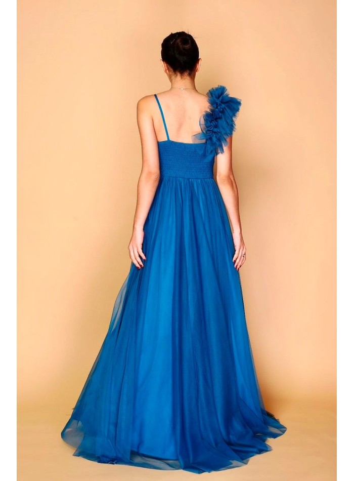 Long tulle dress with decorated shoulder for...