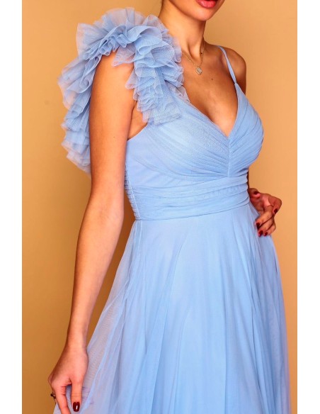 Robe longue en tulle avec épaule décorée pour invitée - Sandra Barneda