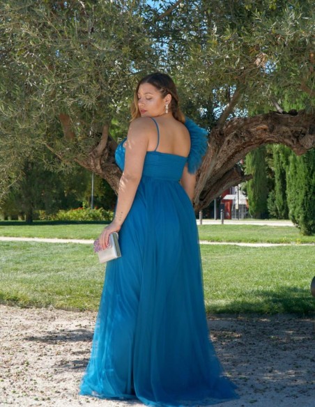 Robe longue en tulle avec épaule décorée pour invitée - Sandra Barneda