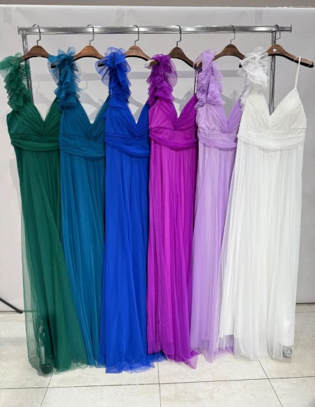 Colores de vestido largo de fiesta de tul