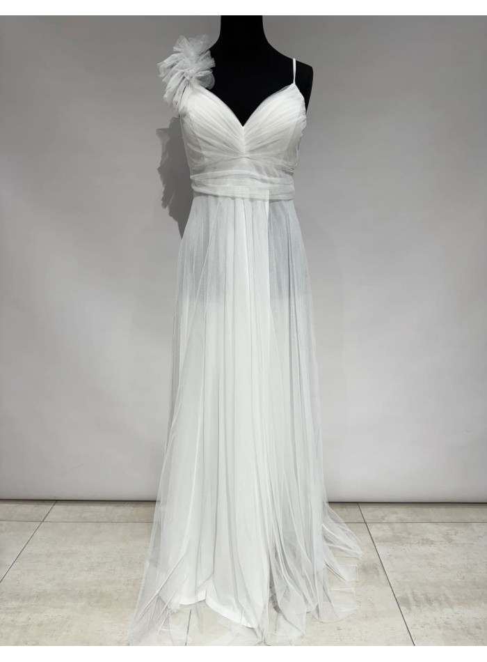 Long tulle dress with decorated shoulder for...