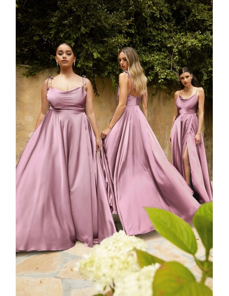 Sanitized long gown  with floaty skirt and adjustable straps